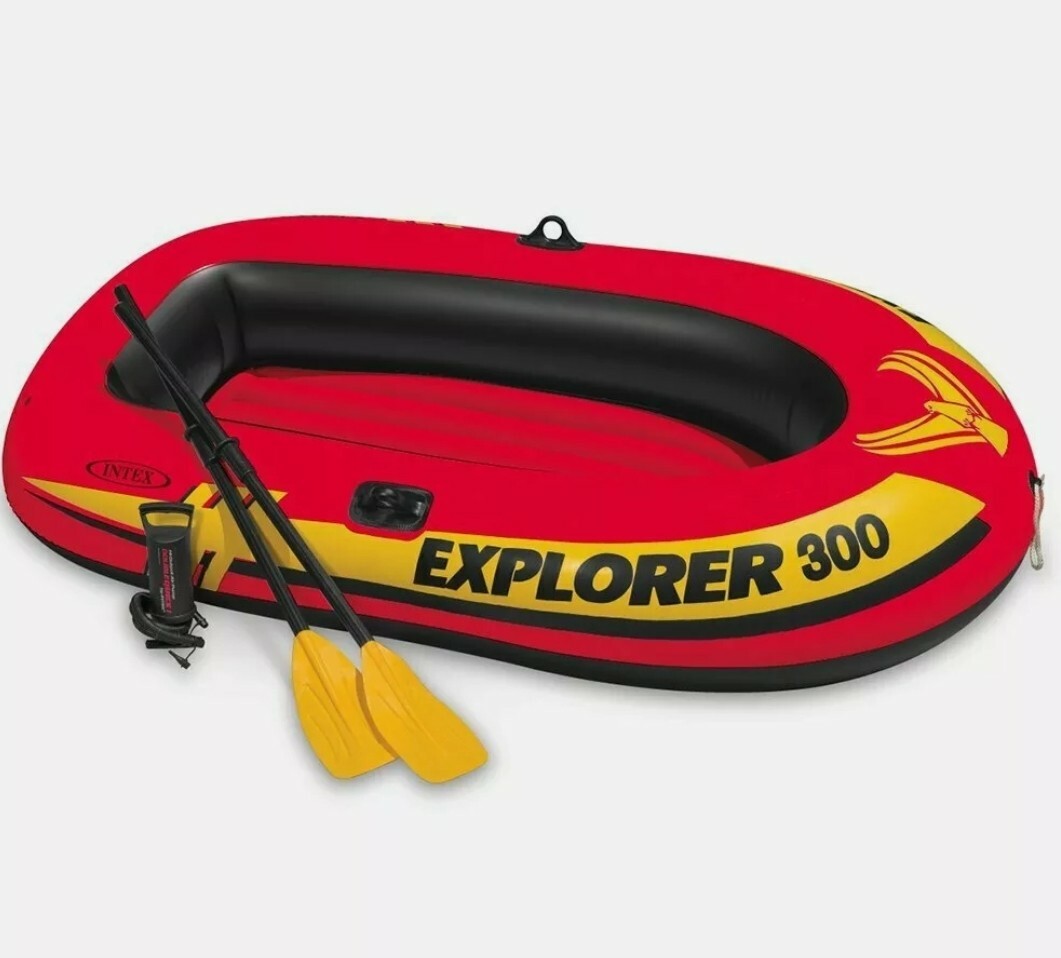 Intex Explorer 300 3Person Inflatable Boat Set with French Oars