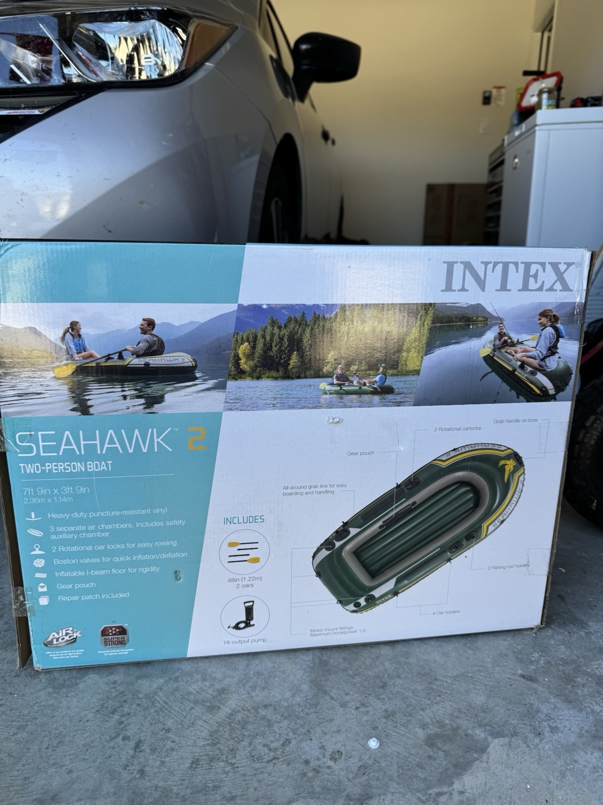 Intex Seahawk 2 Inflatable Two-Person Boat, Model 68347EP, Durable Watercraft