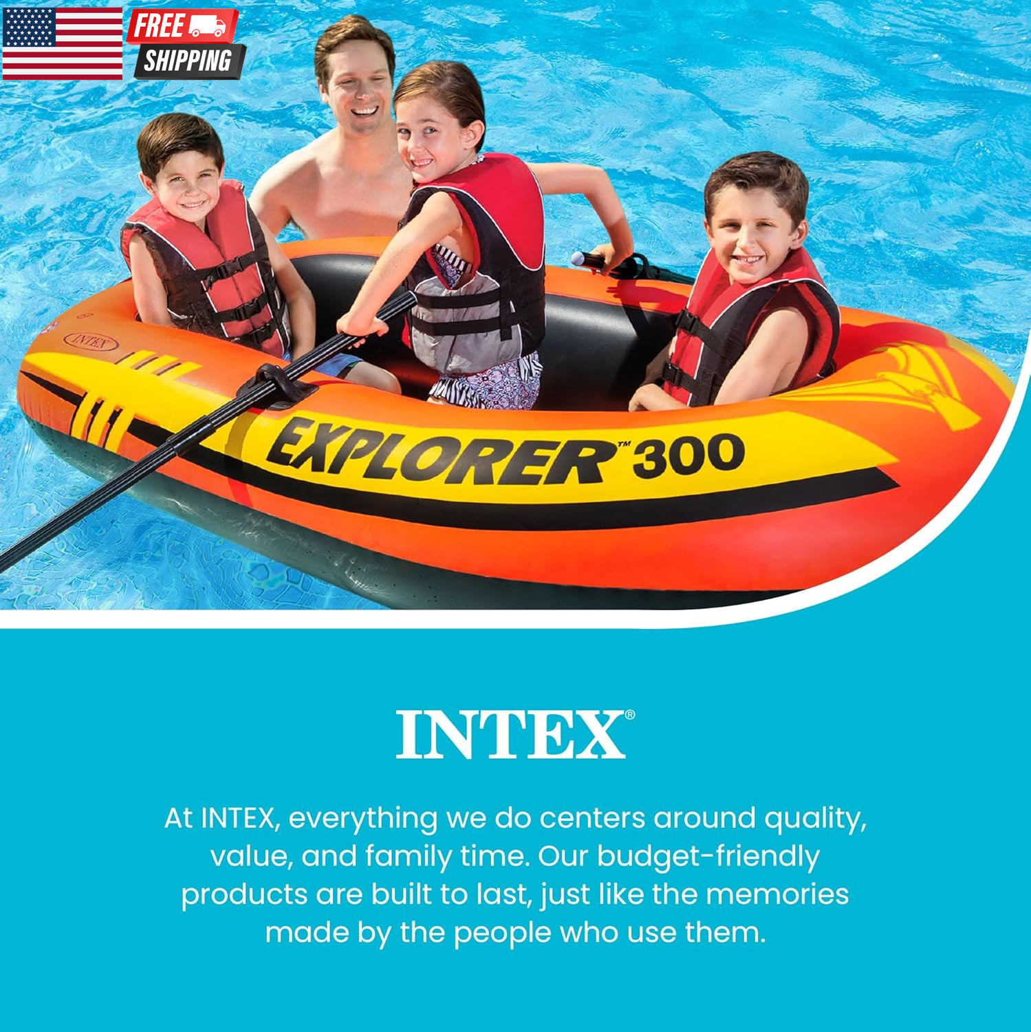 INTEX Explorer Compact Inflatable Boat Series: Dual Air Chambers – Welded Oar Lo