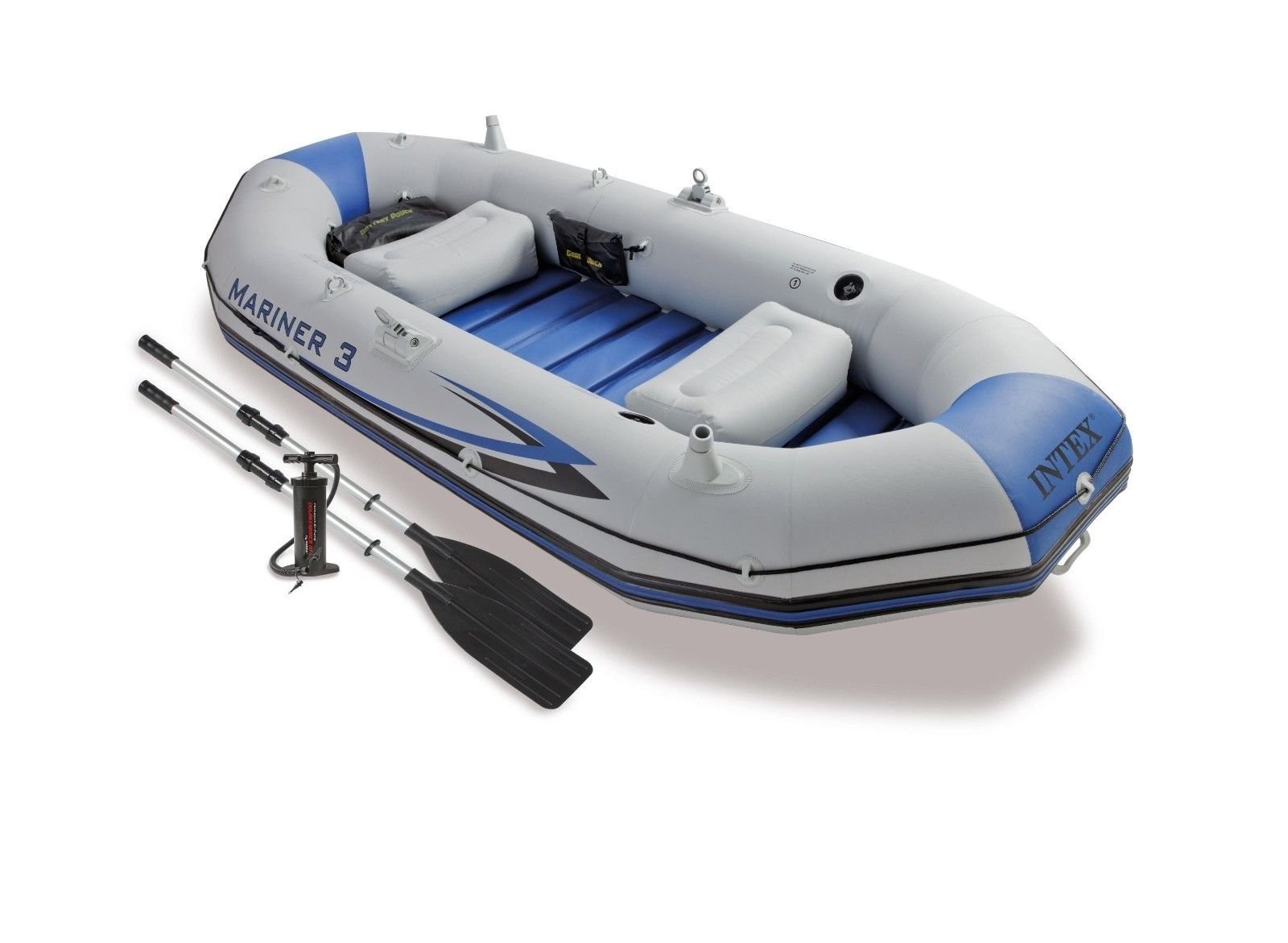 Inflatable Boat 3 Person 54in 880lb Capacity Intex 68373EP Mariner Gray Deluxe