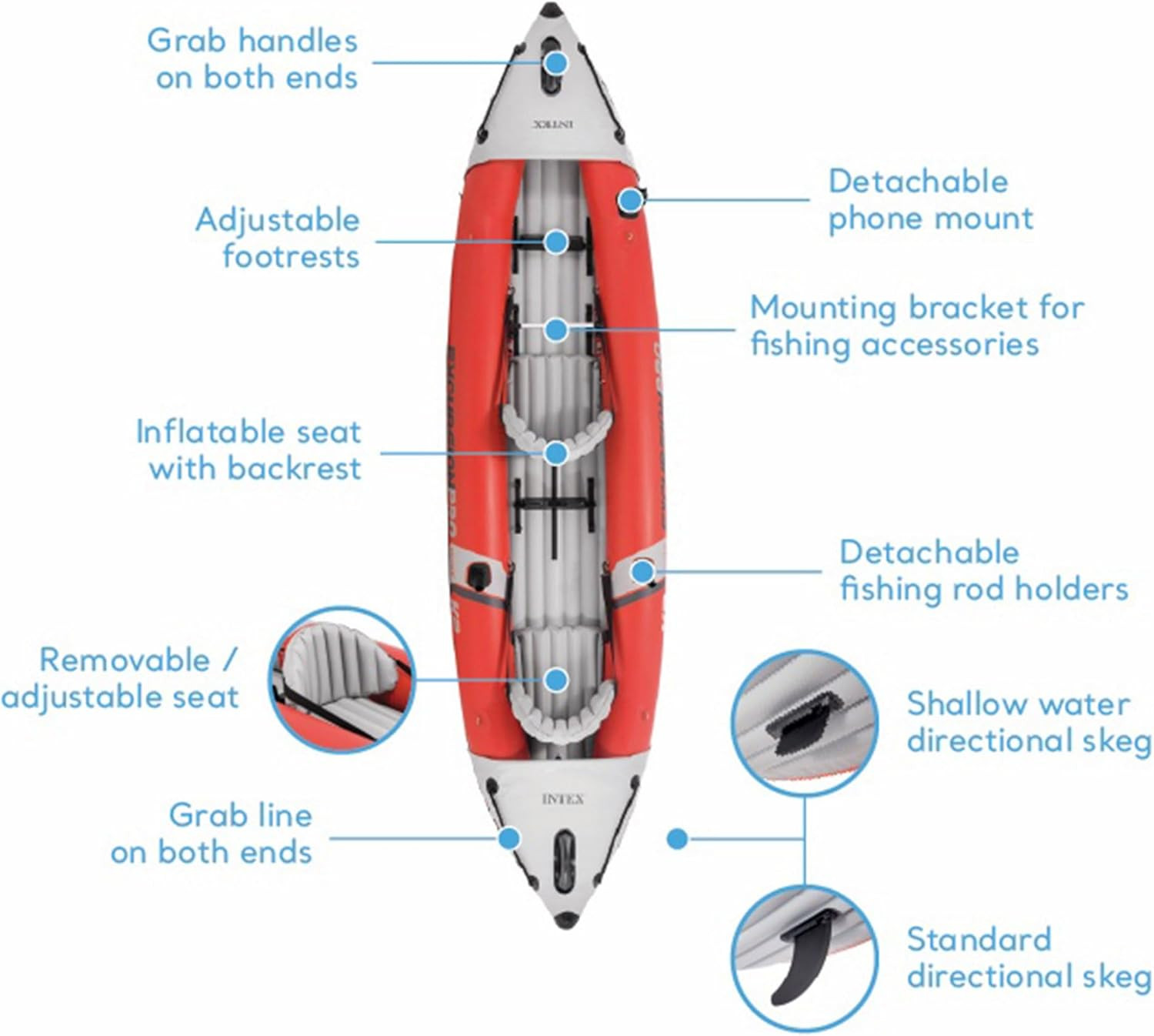 Intex 68309EP Excursion Pro K2 Inflatable Kayak Set: Includes Deluxe 86In Kayak