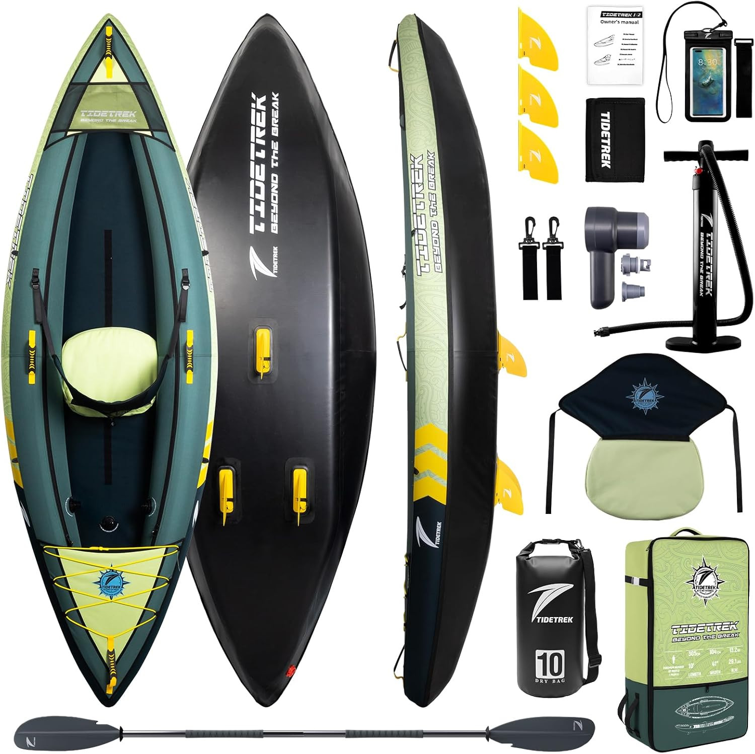 Inflatable Touring Kayak 1-Person & 2-Person with Waterproof Seat & Full Accesso