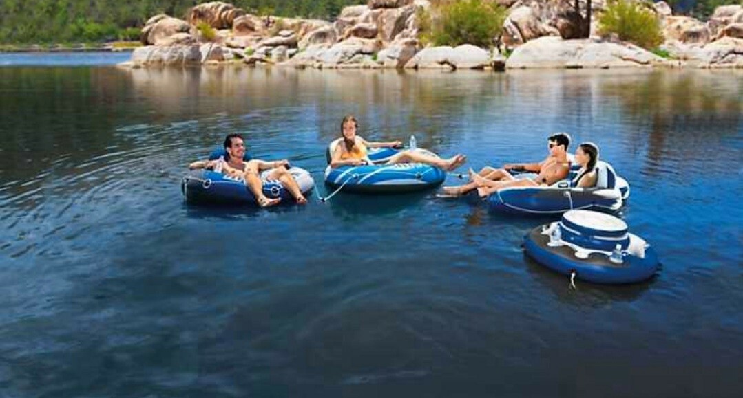 Intex River Run 1 Lounge Inflatable Floating Water Tube Blue/White🔥🔥 Box Dents