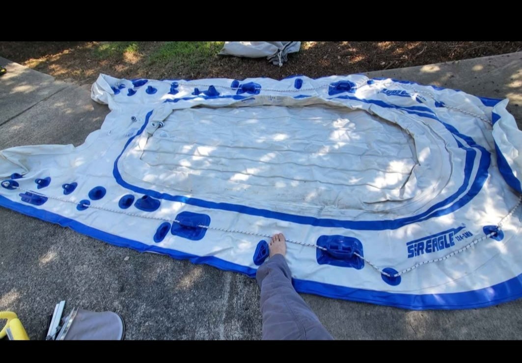 Sea Eagle 124-SMB Inflatable Raft/Boat w/ Bag, Pump, Hose & Repair Kit