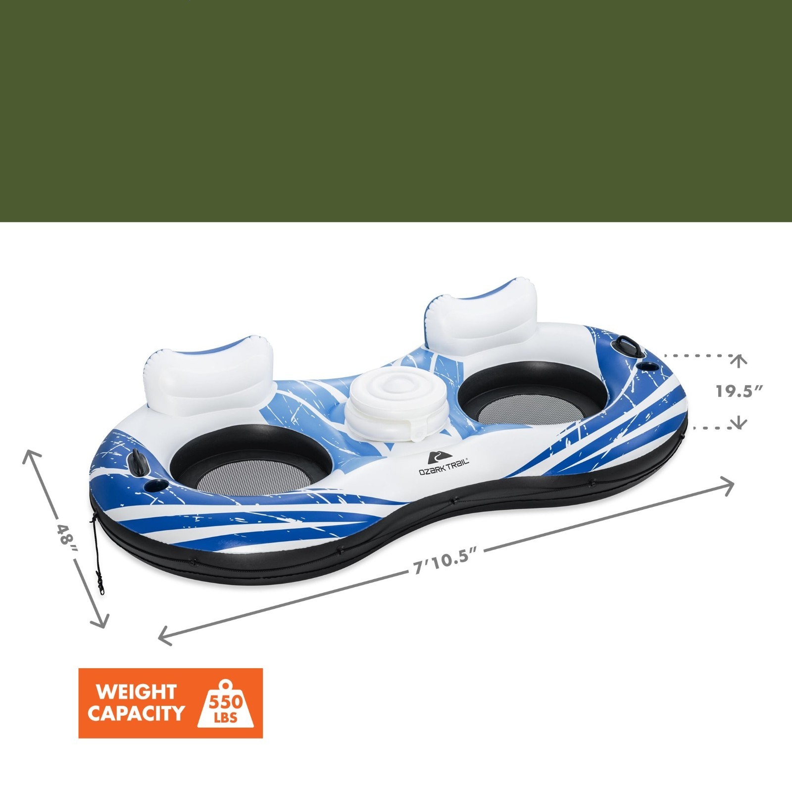 2-Person River Tube Inflatable Float Double Rider 7’10.5″