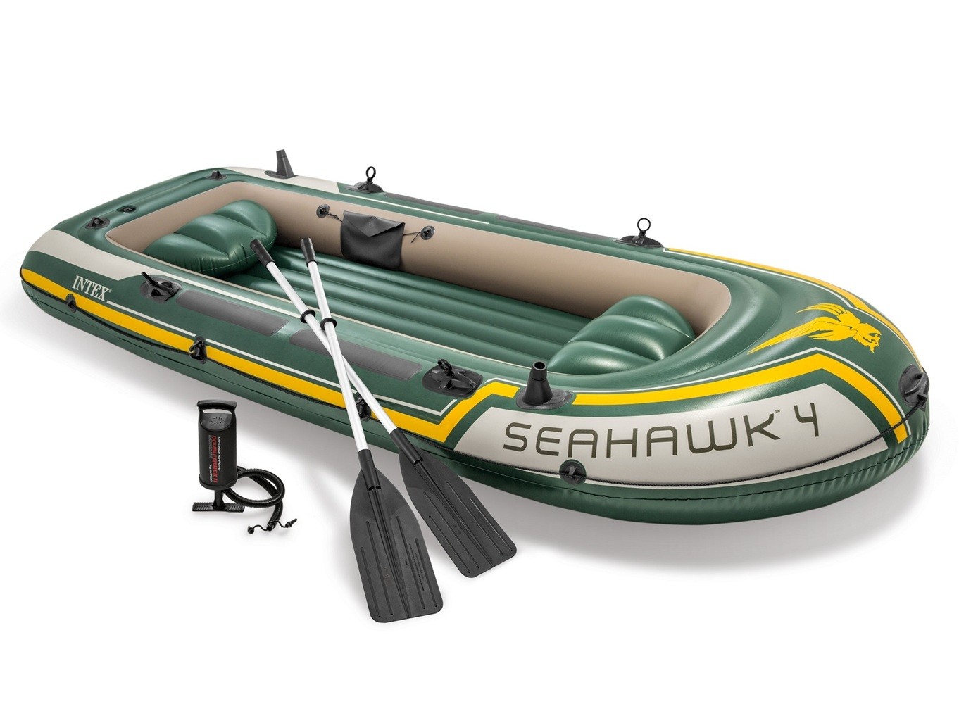 Intex Seahawk 4 Inflatable Boat Set with Aluminum Oars and Pump