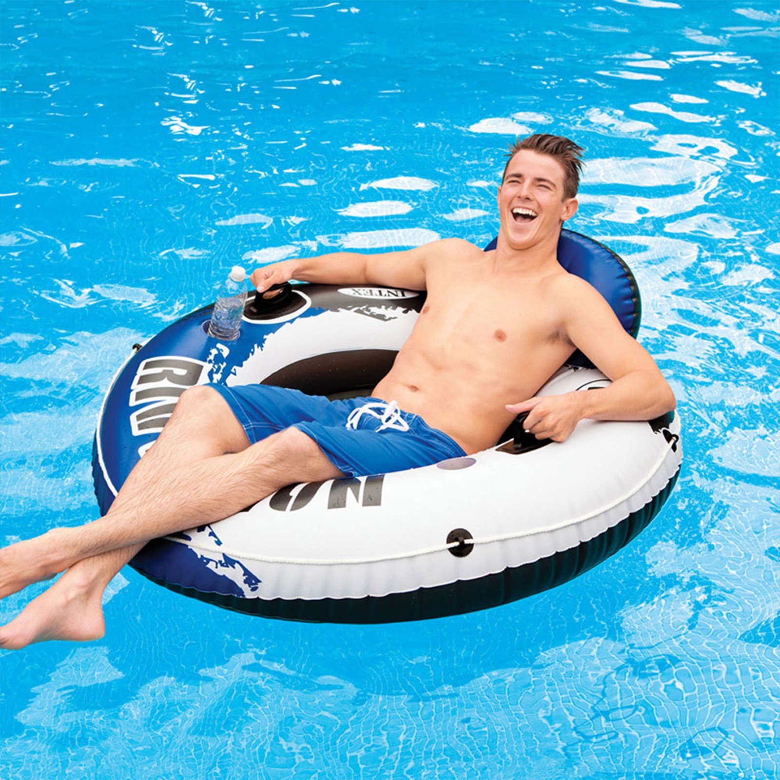 Intex River Run Inflatable Floating Water Tube Raft for Lake/Pool/River (2 Pack)