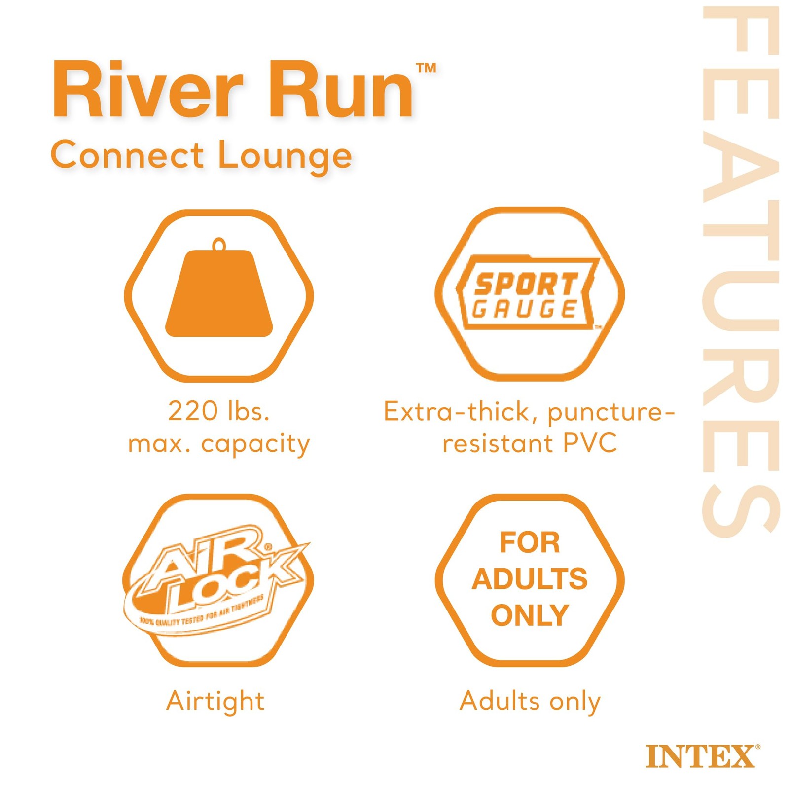 Inflatable Lounge Tube Chair 2 Pack River Run Blue Intex 58854EP Single Person