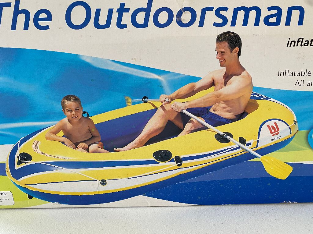 CLEARWATER 2 MAN INFLATABLE RAFT FLOAT BOAT OAR SET OUTDOORMAN NEW
