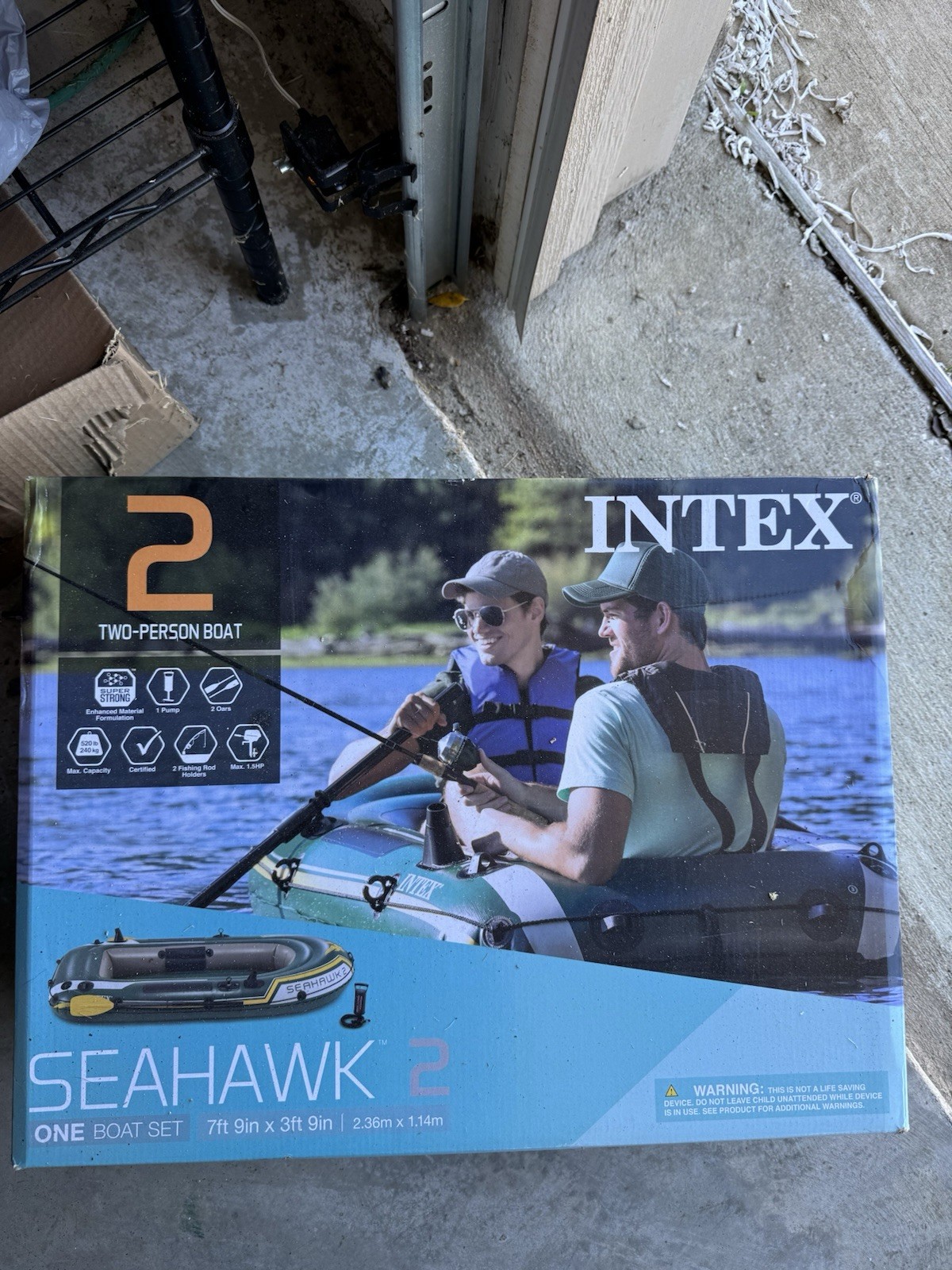 Intex Seahawk 2 Inflatable Two-Person Boat, Model 68347EP, Durable Watercraft