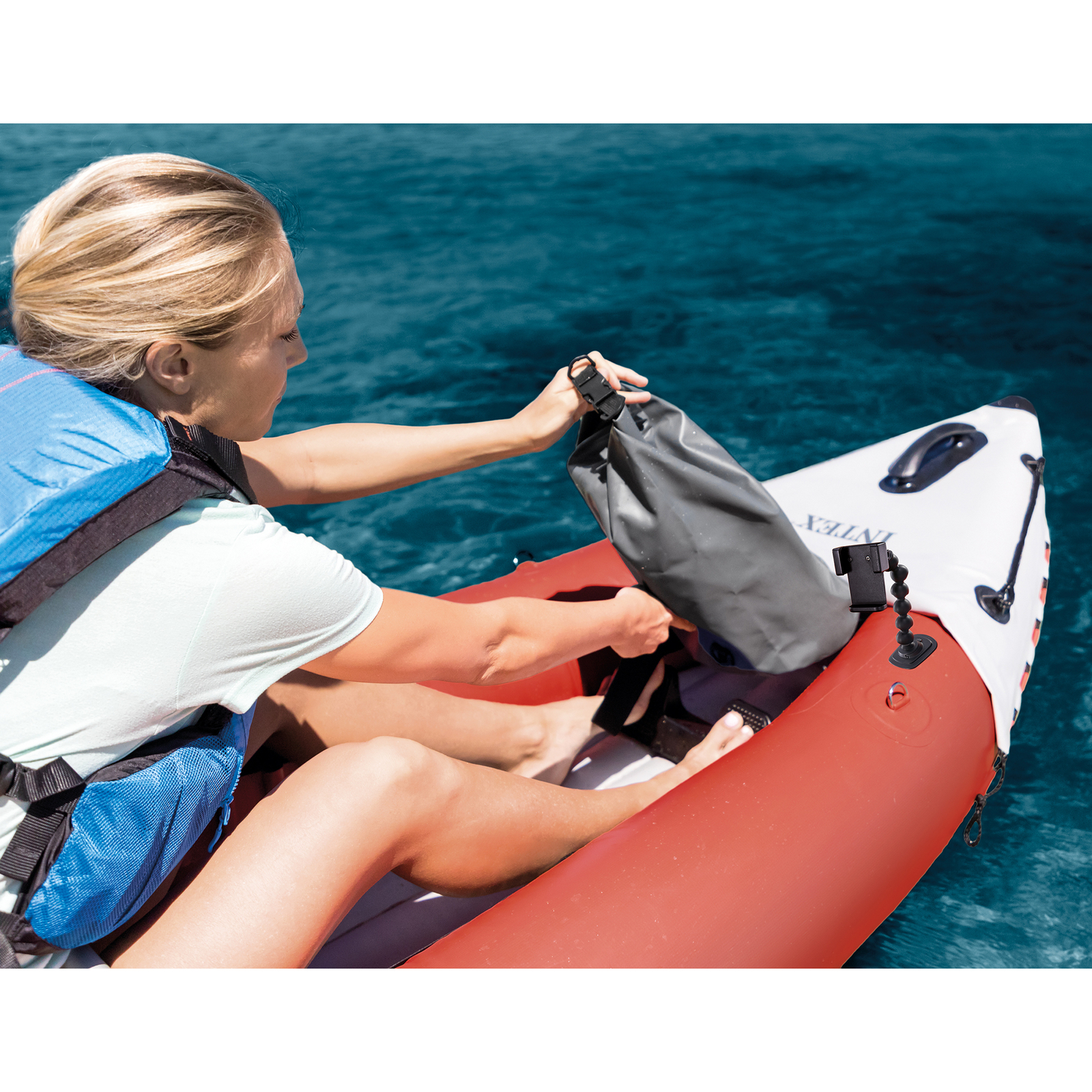 Intex Excursion Pro Inflatable 2 Person Vinyl Oars & Pump, Red (Open Box)