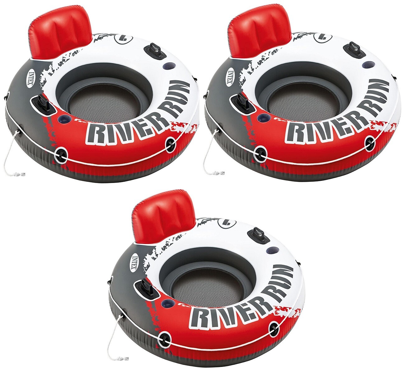 Intex Red Fire Edition River Run 1 Inflatable Floating Lake Tube 53inch 3Pack