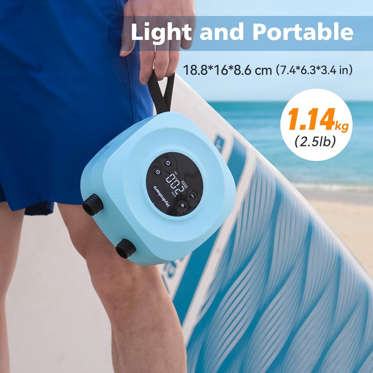 Hydrohero Electric SUP Pump — Rechargeable 20 PSI High-Pressure SUP Inflator