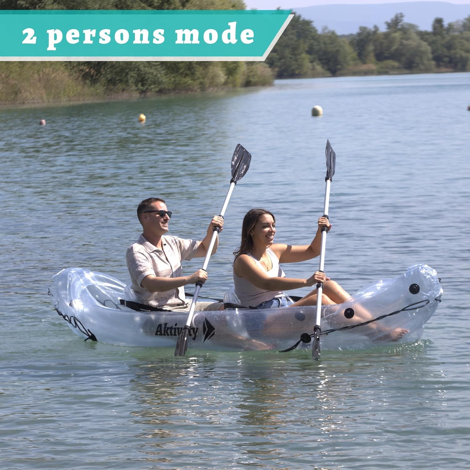 Clear Kayak – Transparent 2-Seater Inflatable Tandem for Two Adults – See-Throug