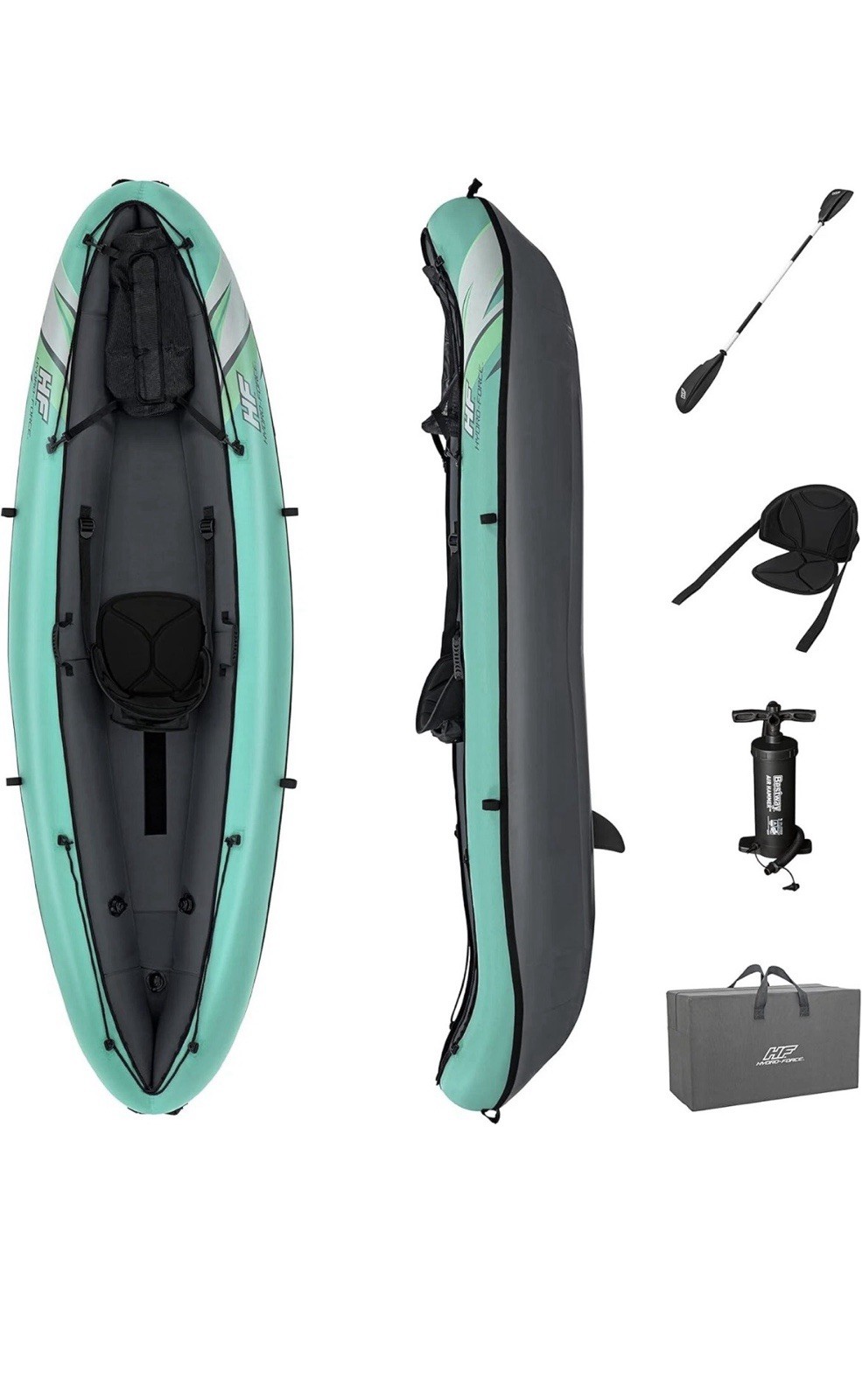 Hydro Force Inflatable Kayak Set | Includes Seat, Paddle, Hand Pump, Storage Car