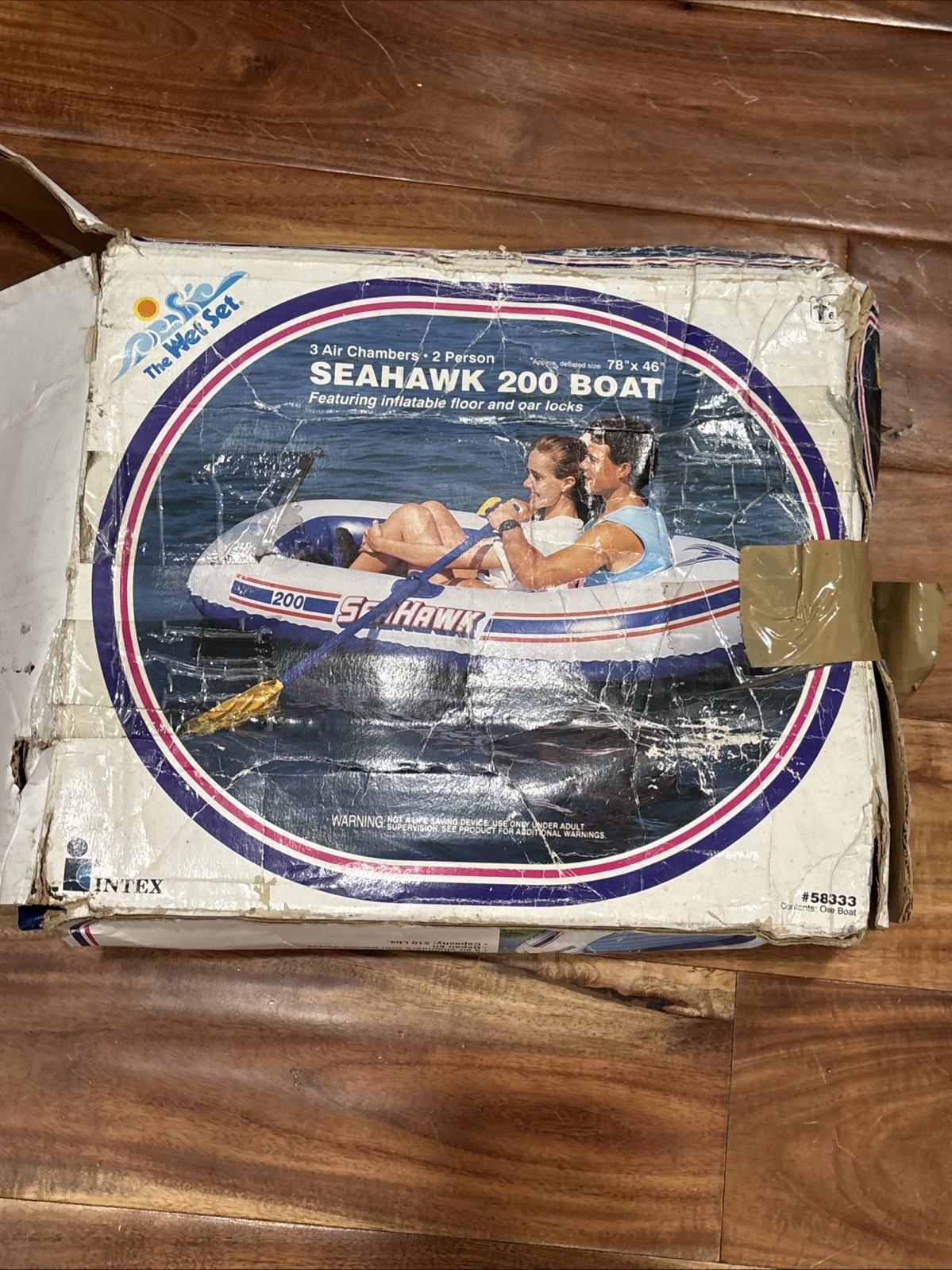 Vintage 1994 Wet Set Intex Two Person Boat Seahawk 200 White 78”x46” Inflatable