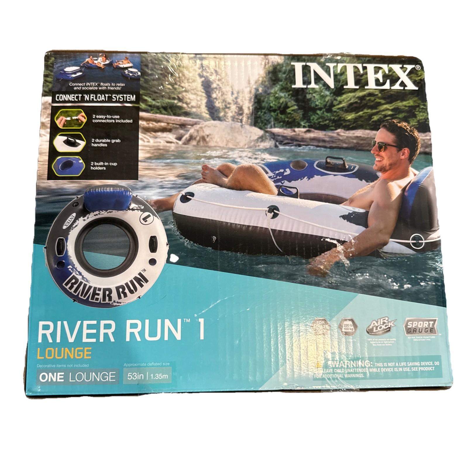 Intex River Run I Sport Lounge Inflatable Water Float 53inch