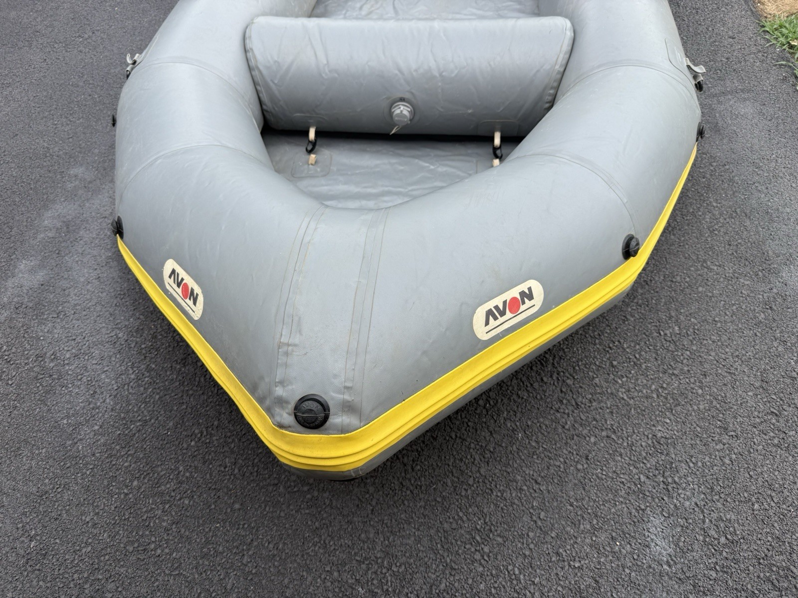 Avon Inflatable Raft Dinghy Boat Gray/Yellow with Oars, Inflatable Boat