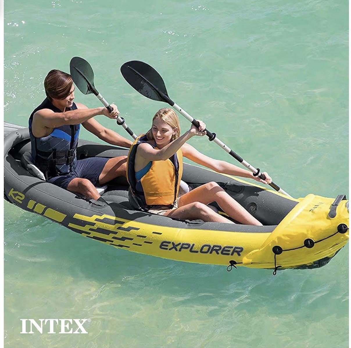 Intex Explorer K2 2-Person Inflatable Kayak with Aluminum Oars (68307EP)