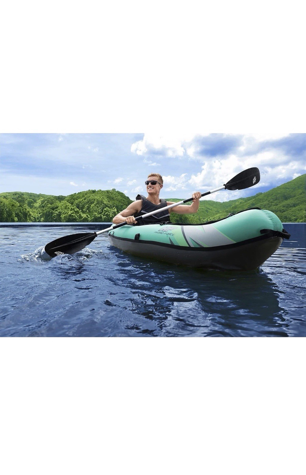Hydro Force Inflatable Kayak Set | Includes Seat, Paddle, Hand Pump, Storage Car