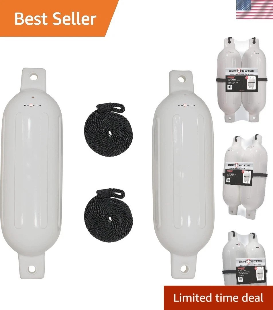 Durable White Inflatable Boat Fenders – 6.5″ x 22″ – Protect Your Investment