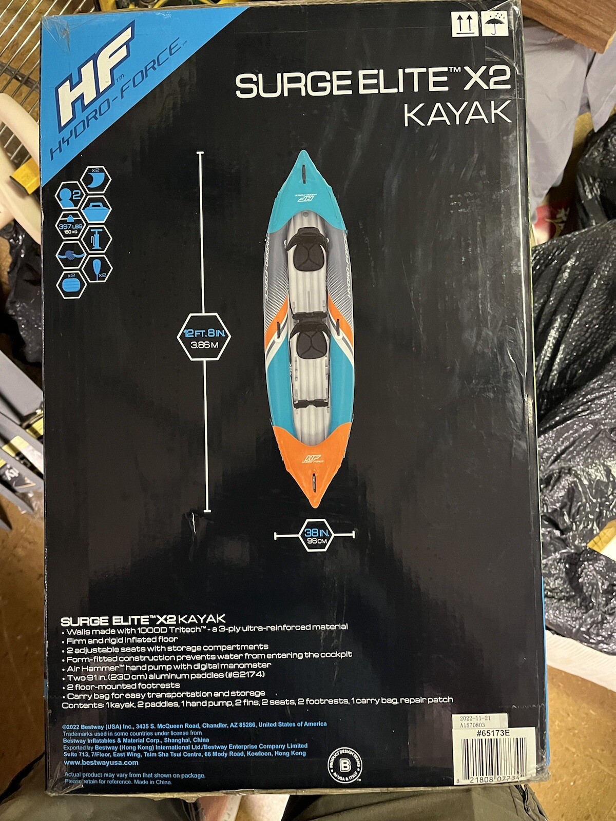 Hydro-Force Surge Elite X2 Inflatable Two-Person Kayak 12 Ft X2”