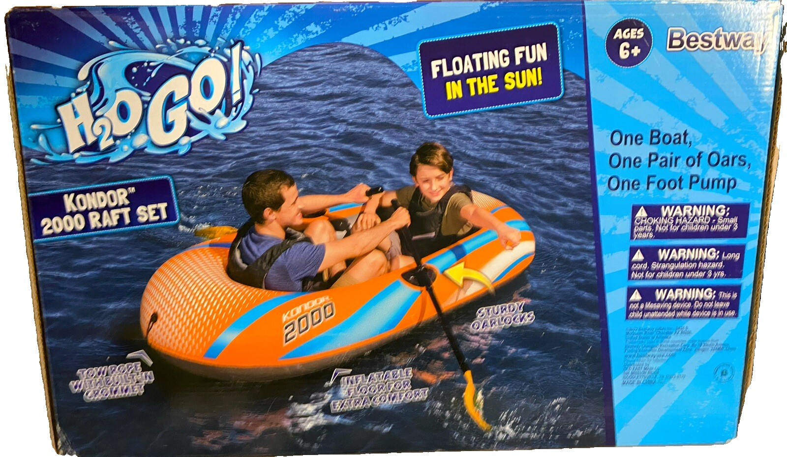 Bestway 6 ft. 5 in. x 45 in. Kondor 2000 Inflatable Raft/ Boat W/ Oars & Pump