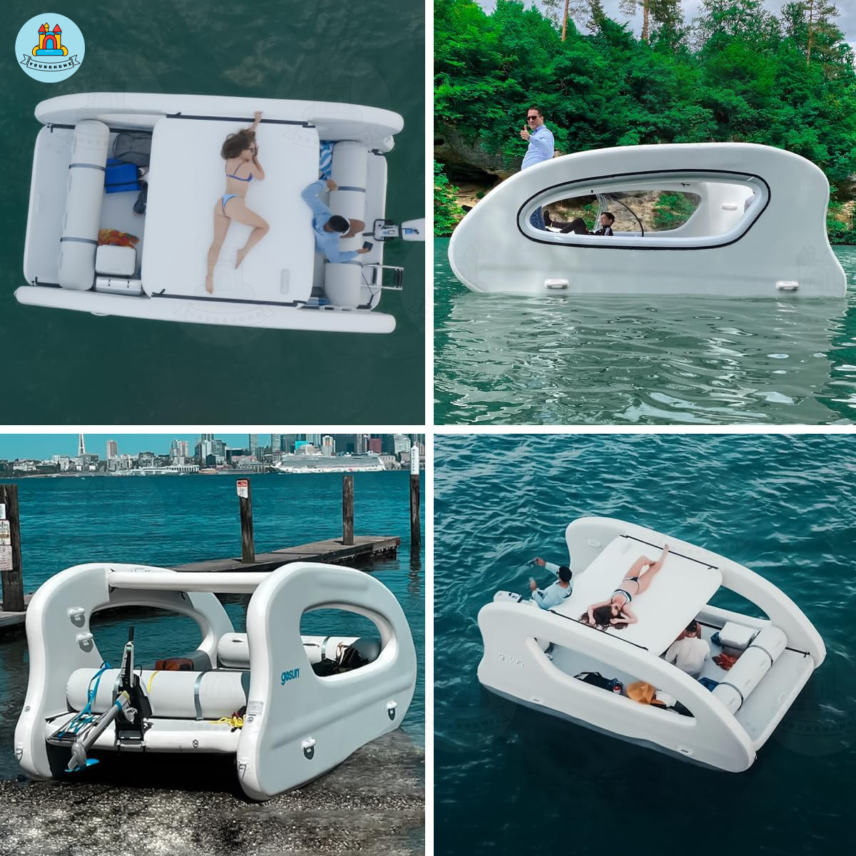 Hot Inflatable Electric Boat Inflatable House Boat for Ocean Lake Water Play