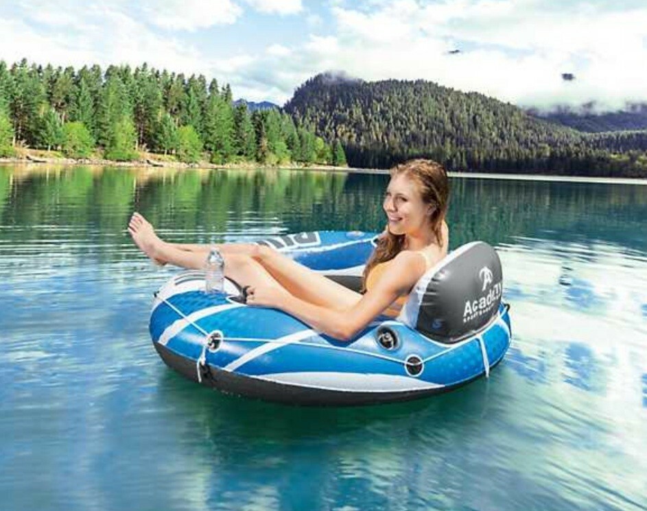 Intex River Run 1 Lounge Inflatable Floating Water Tube Blue/White🔥🔥 Box Dents