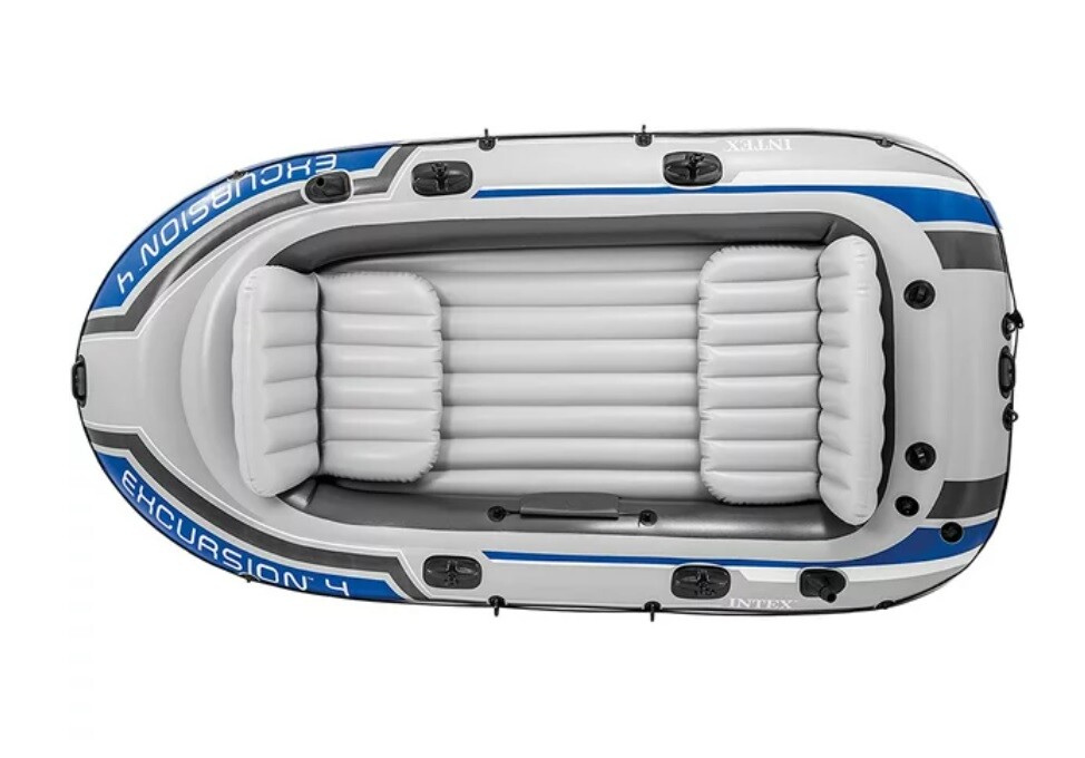 Intex Excursion 4 Inflatable Rafting Fishing 4 Person Boat Set – 68324EP