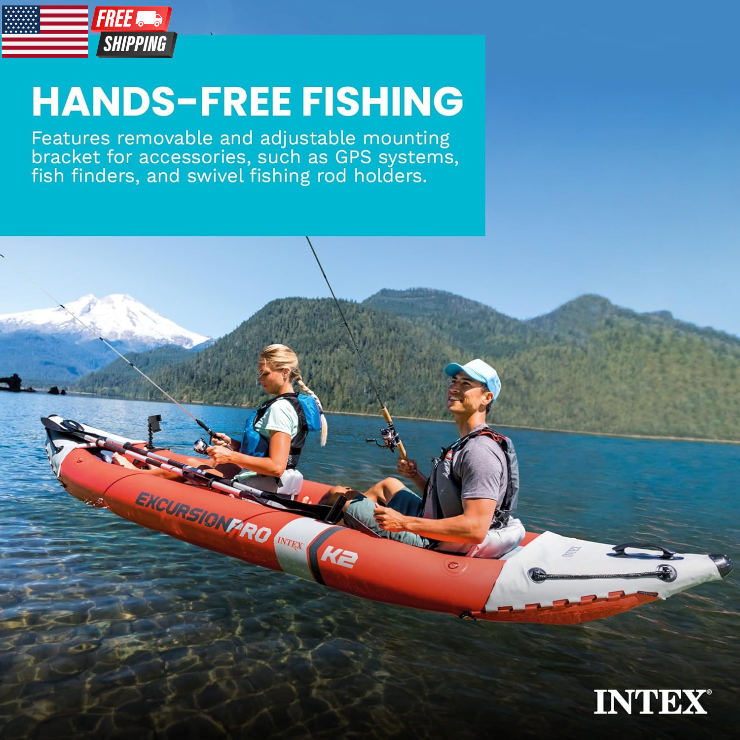 INTEX 68309EP Excursion Pro K2 Inflatable Kayak Set: Includes Deluxe 86In Kayak