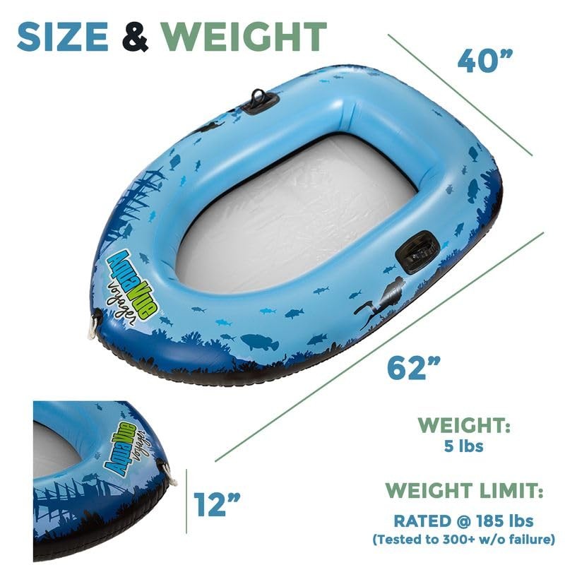 Aquavue Voyager Clear Bottom Inflatable Raft – Transparent Bottom Float for