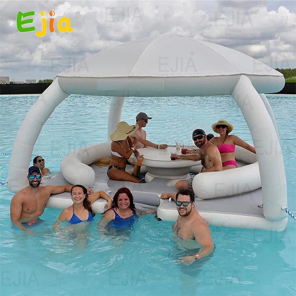 Inflatable Sunshade Tent Floating Dock Sofa Lounge Chair Floating Bed For Sea