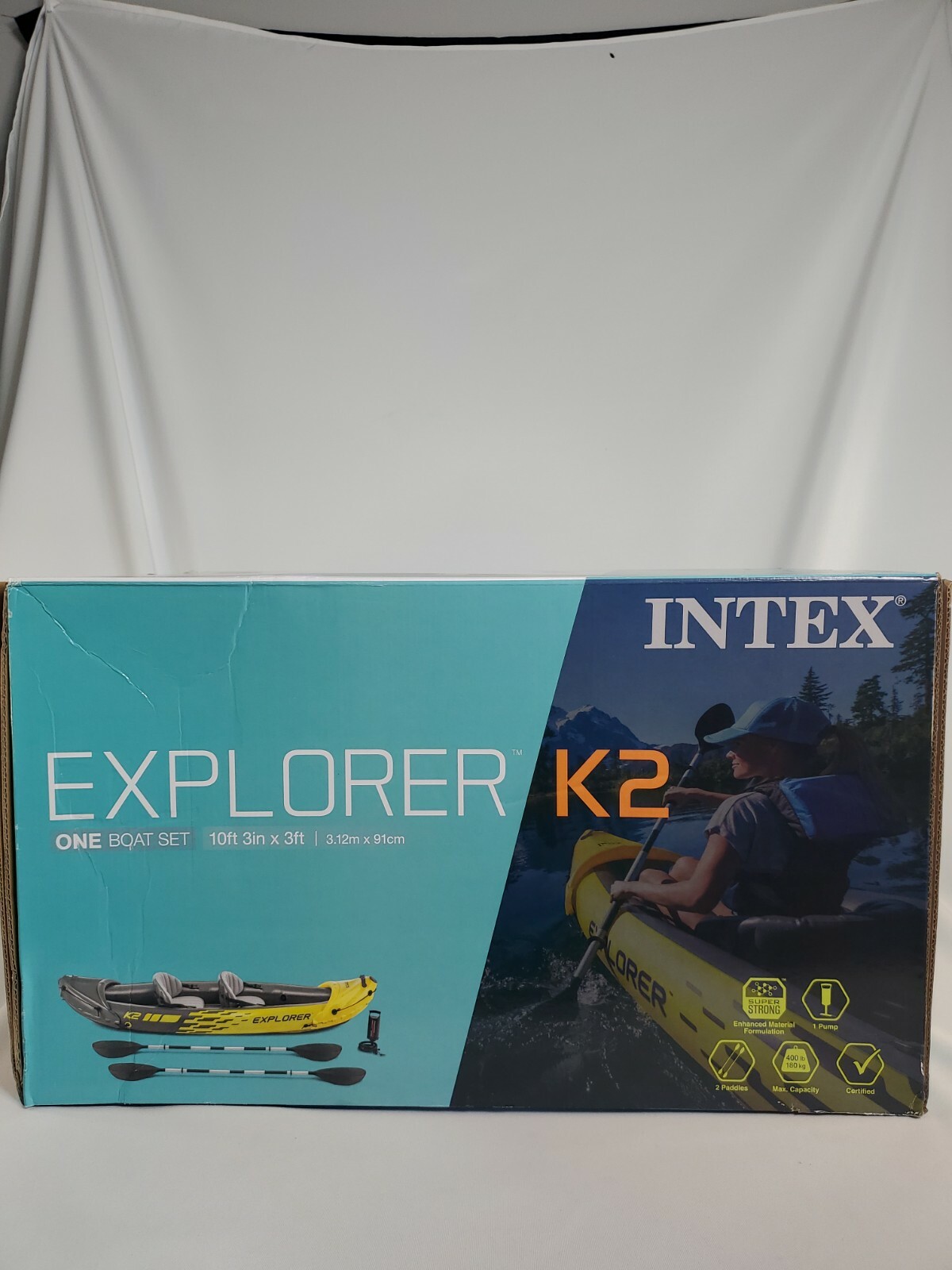 Intex Explorer K2 Inflatable Kayak with Oars and Hand Pump In Hand! Ships Fast!