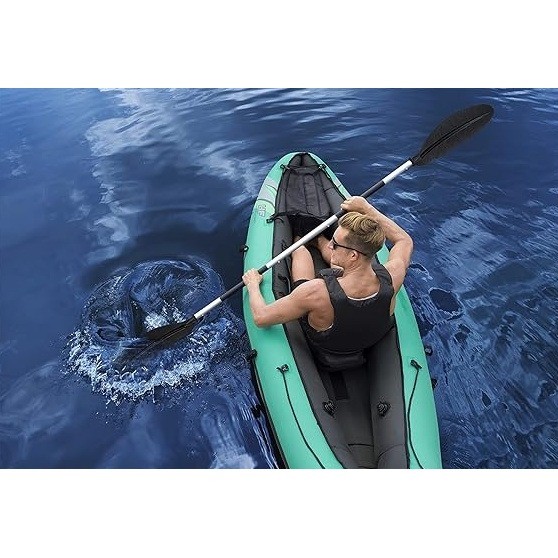 Hydro-Force Ventura Elite X1 Kayak Inflatable Set Teal Gray Paddle Pump NIB