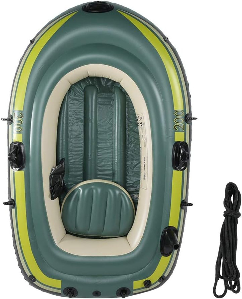 2 Person Inflatable Boat Inflatable Boats for Adults Heavy Duty Green PVC Inflat