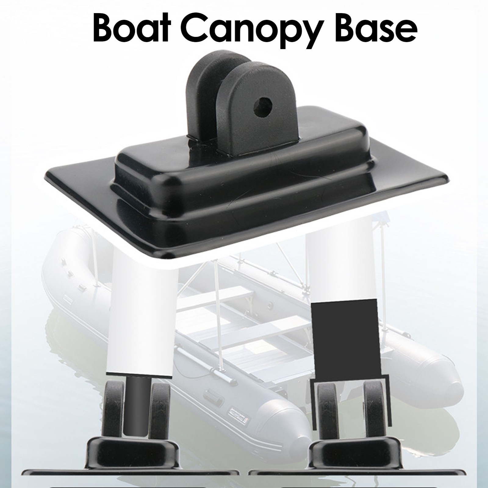 Black Inflatable Boat Canopy Mount Base PVC Nylon Sun Shade Deck Mount