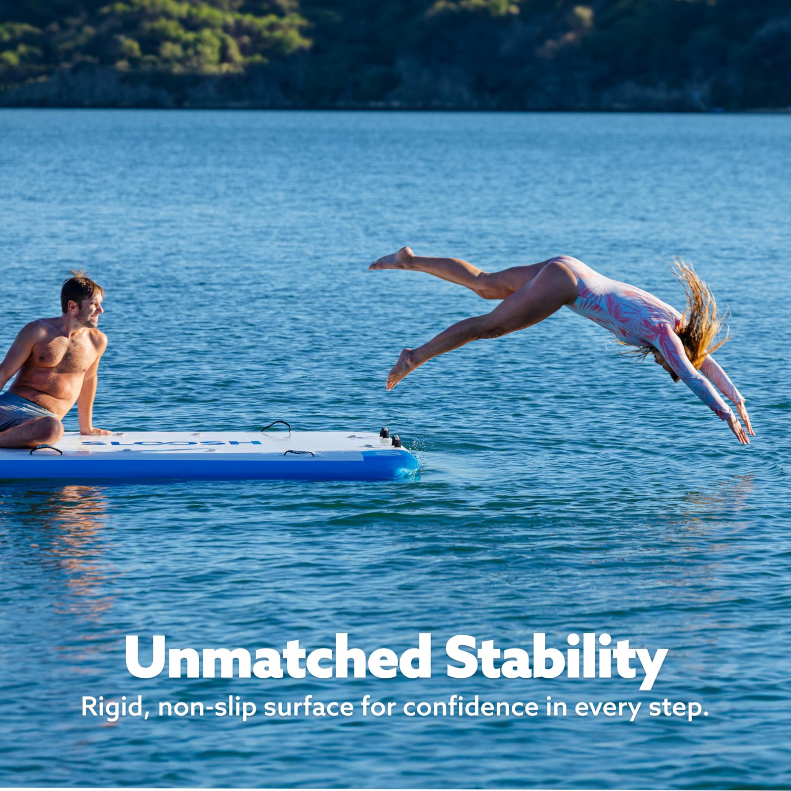 SLOOSH Inflatable Floating Dock, 8X5FT Dock 8Ft X 5Ft, Blue