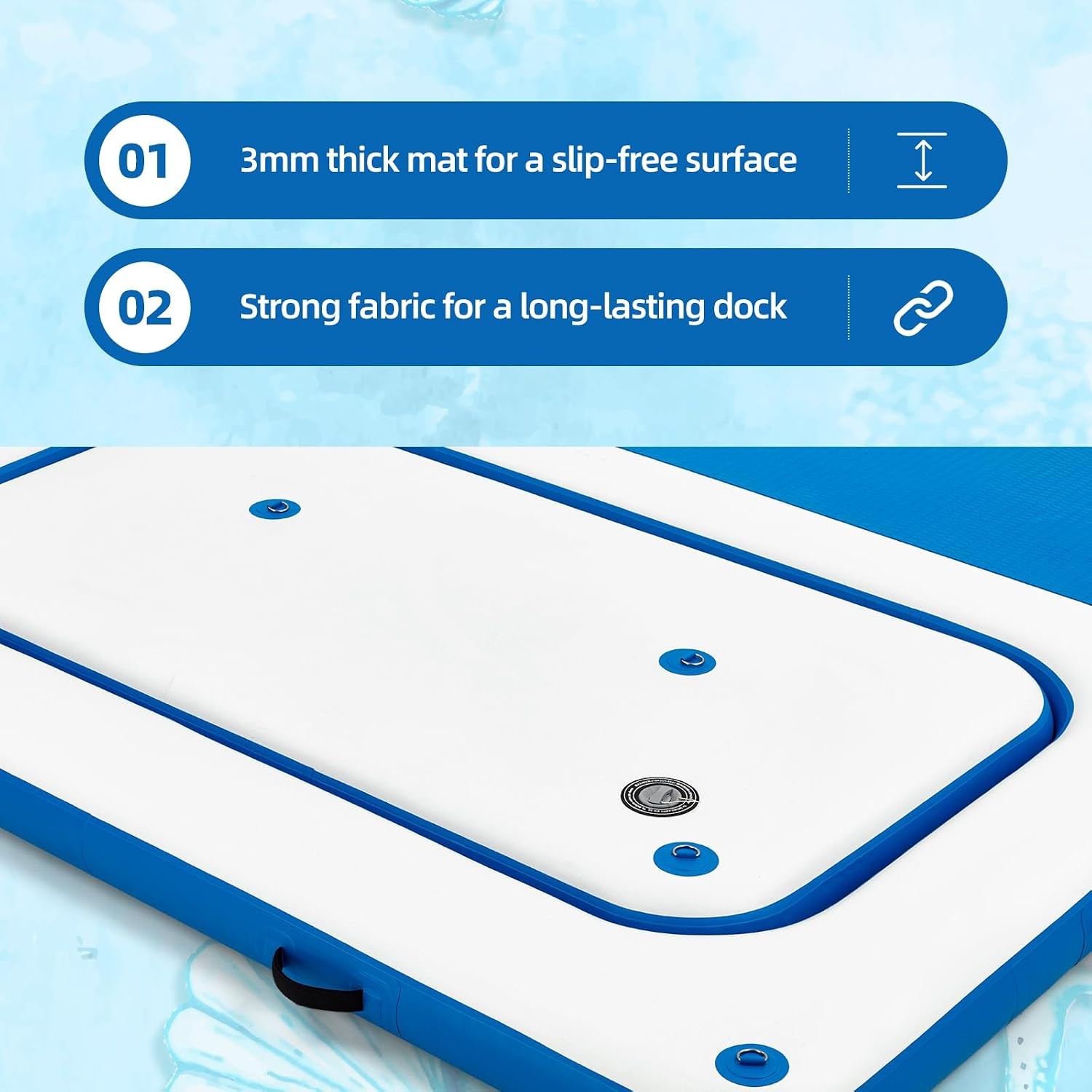 10’x8′ Inflatable Floating Dock Platform White Polyester EVA Mat with Pump