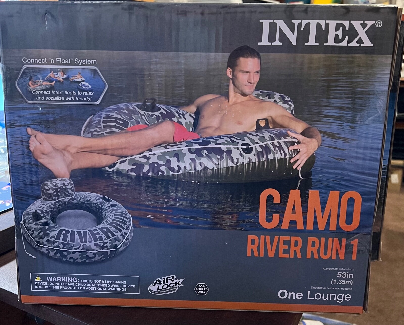 Intex River Run I Inflatable Float Lounge Camo Water Tube (58835EP) New In Box