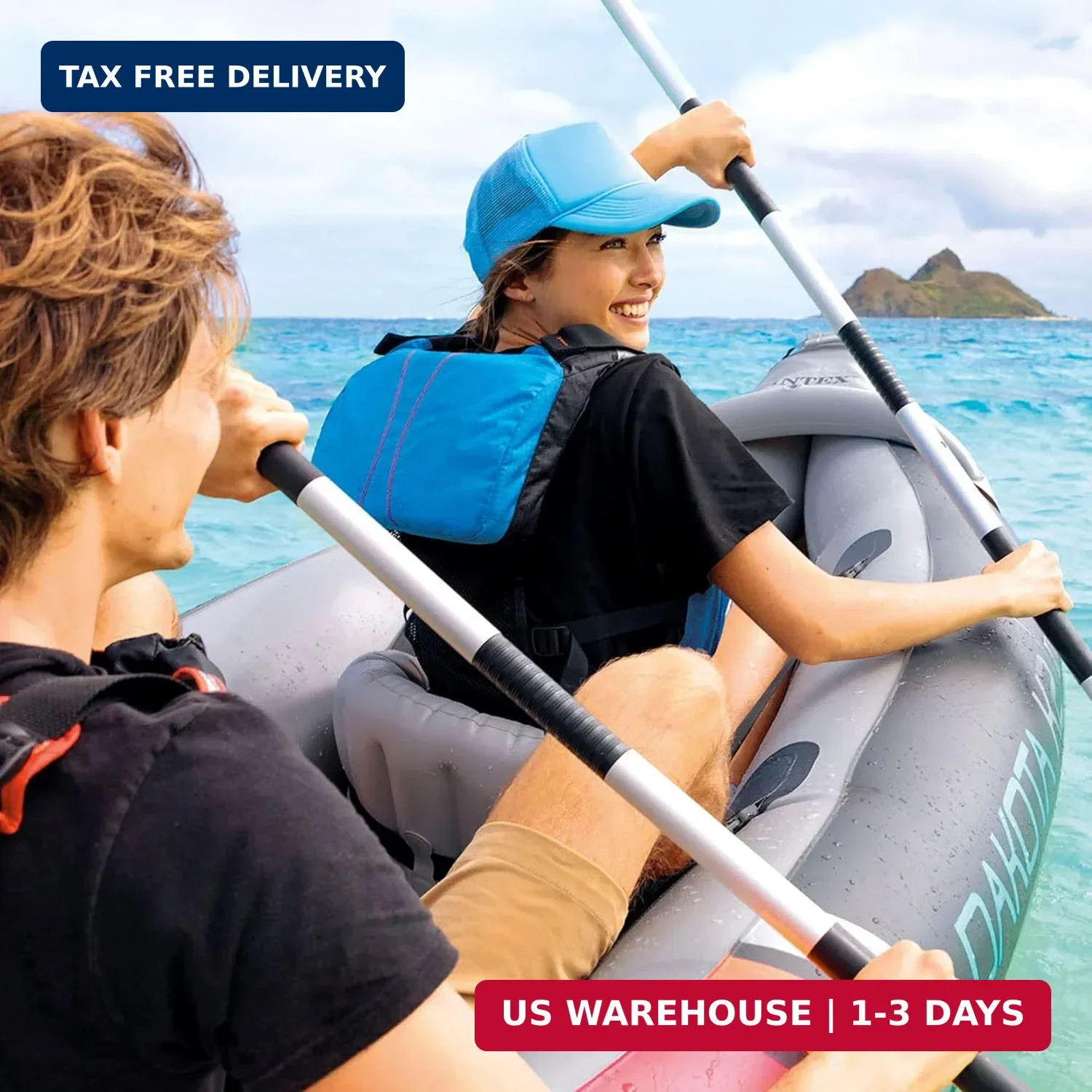 2-Person Inflatable Kayak Set, Dakota K2 with 86in Oars and Pump