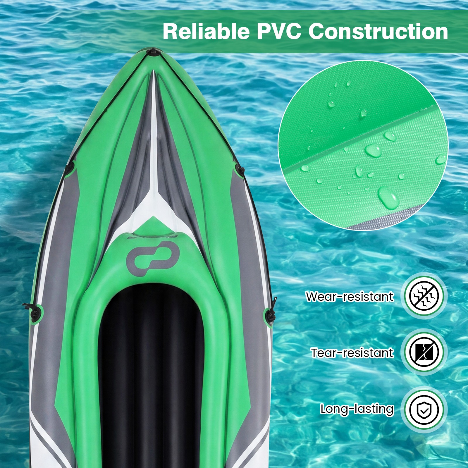 Inflatable Kayak 2 Person, Heavy Duty Tandem Touring Kayak w/ Aluminum Paddles