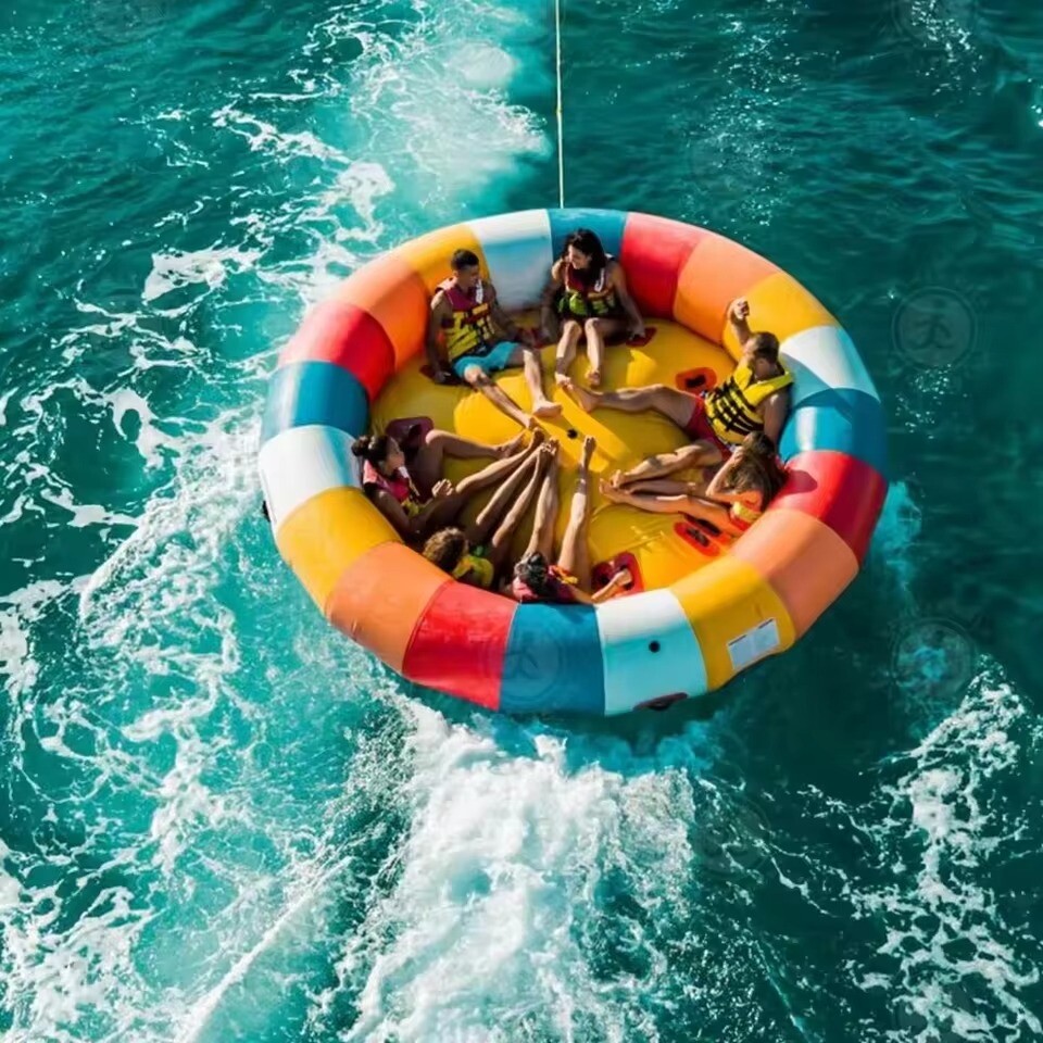 10ft Inflatable Disco Boat Spinning UFO Towable Tube for 6Person Water Fun
