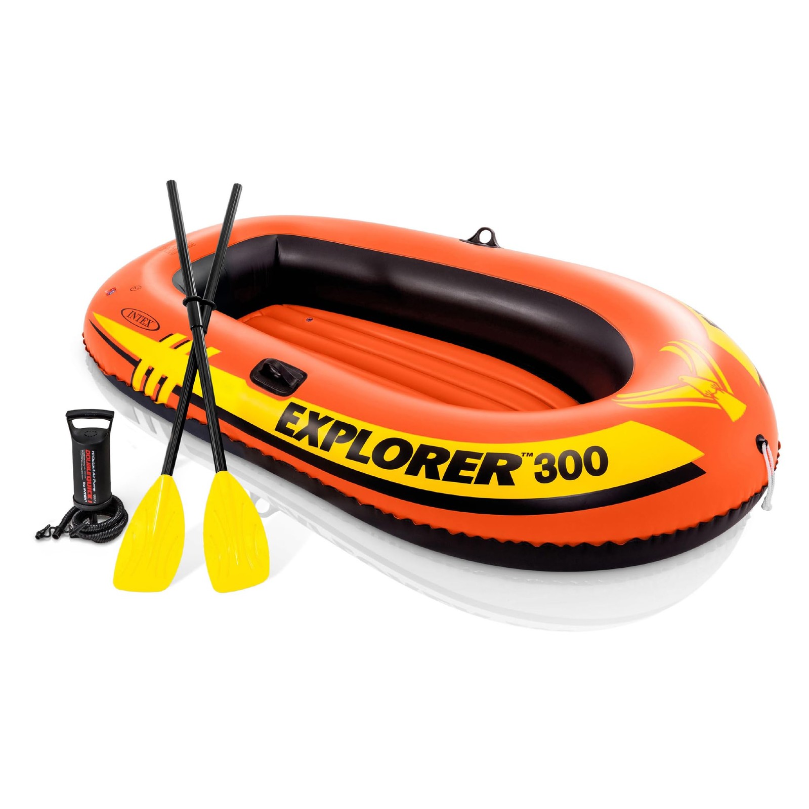 INTEX 58332EP Explorer 300 Inflatable Boat Set: Includes 3 Person, Yellow
