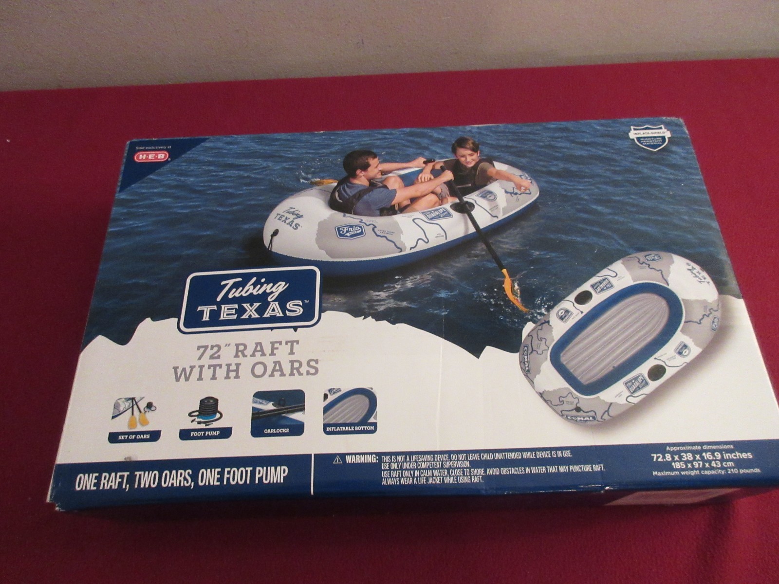 Tubing Texas 72” Raft W/ 2 Oars, One Pump – HEB- BRAND NEW SEALED