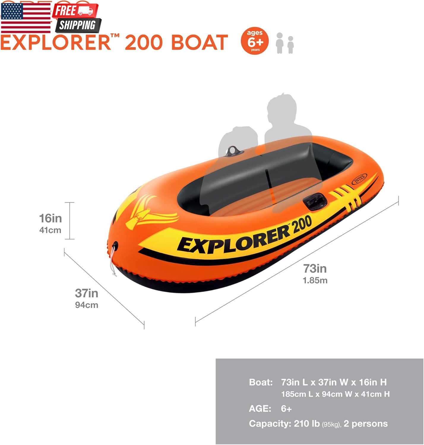 INTEX Explorer Inflatable Boat Series: Dual Air Chambers – Welded Oar Locks – Gr