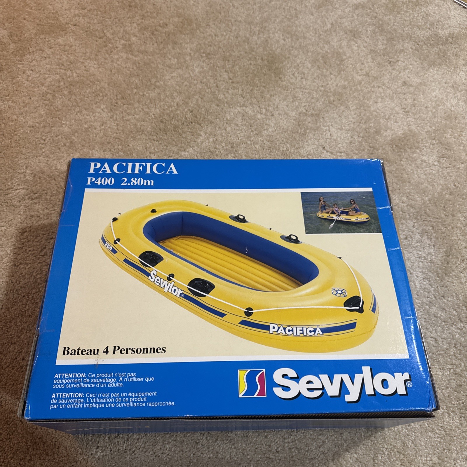 9’ 2” Sevylor Pacifica P400 3- or 4-Person (Up To 700 Lbs) Boat Inflatable Raft