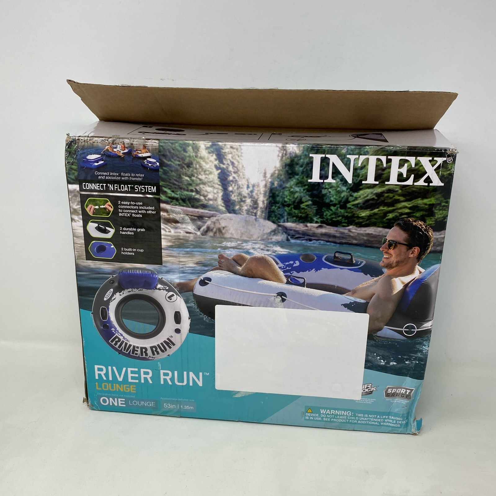 Intex River Run 1 Lounge Tube Blue 53in 1-Person w/Cup Holders