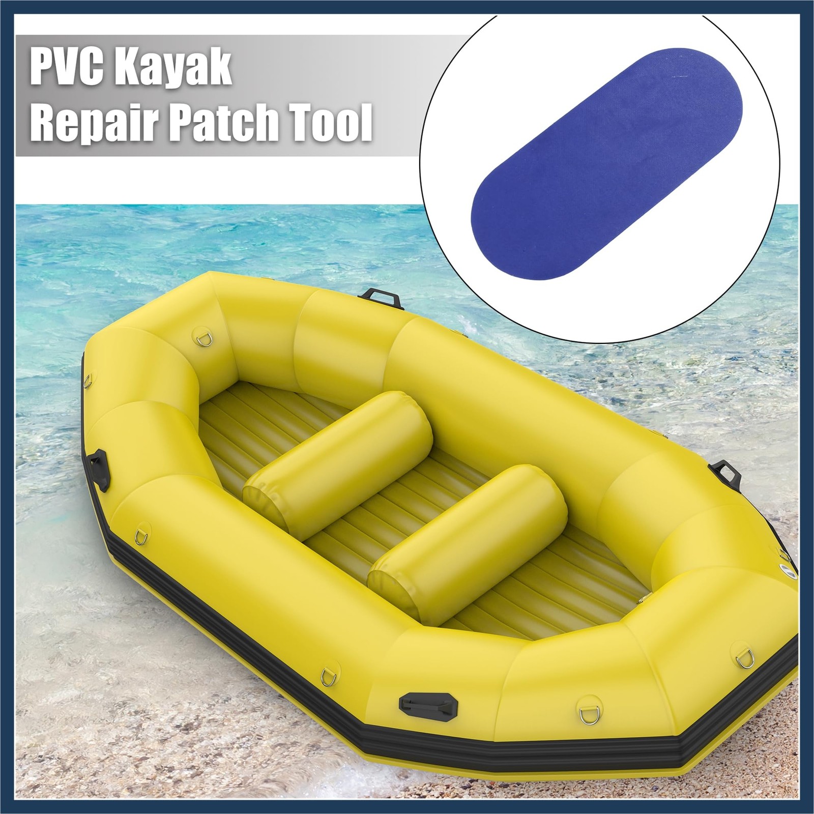 INFINAUTO 3pcs PVC Repair Patches with Glue Professional Inflatable Boat Blue