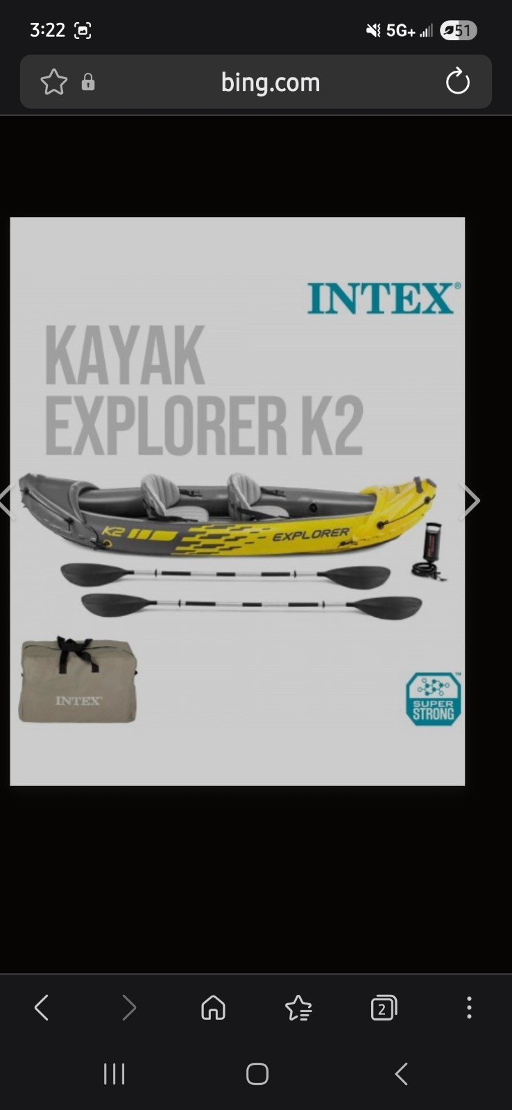 Intex Explorer K2 Inflatable Kayak with Oars and Pump
